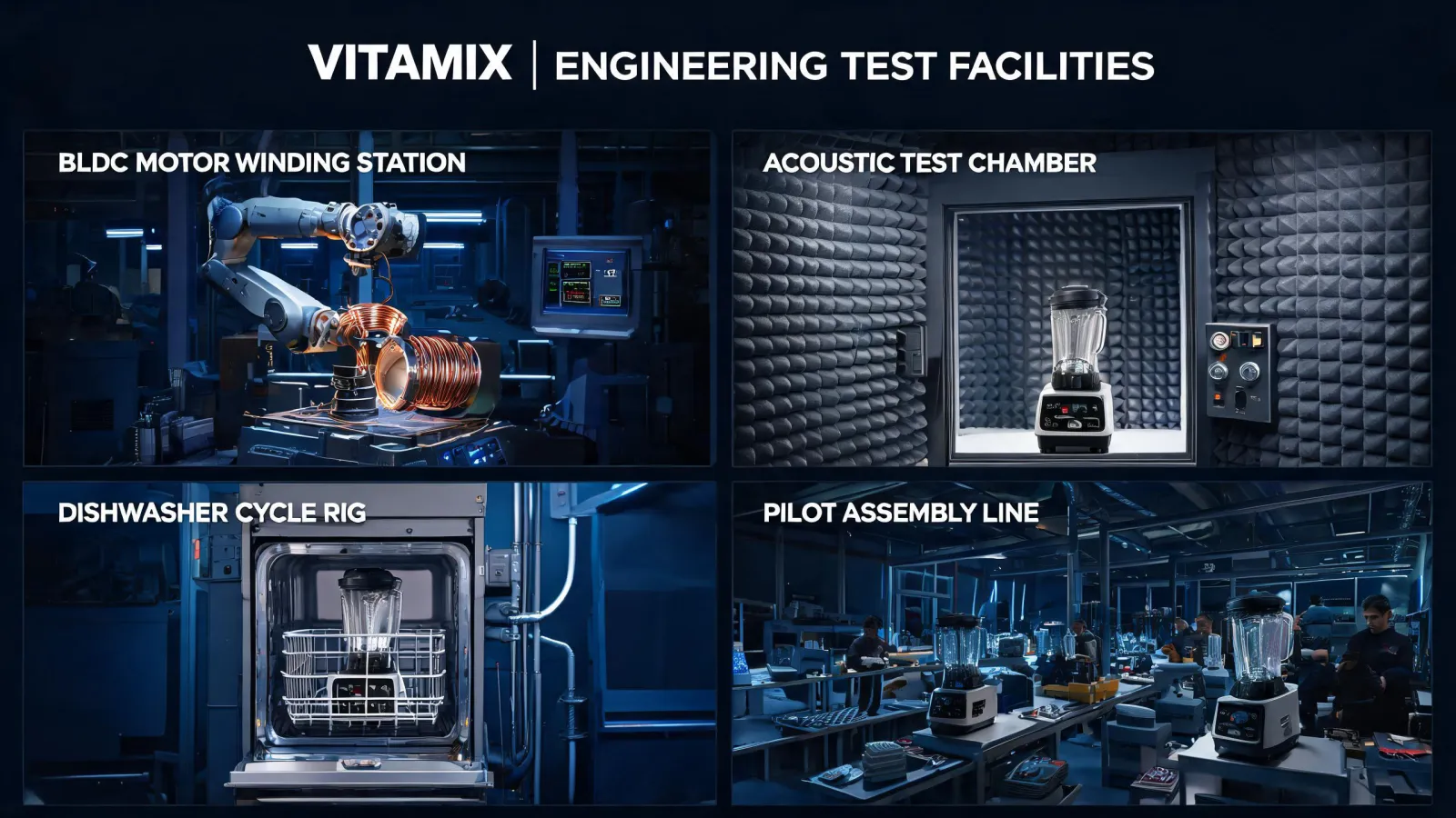 Vitamix engineering lab and production line