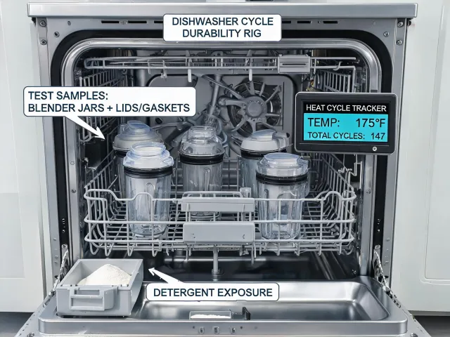 Dishwasher durability test for blender jar